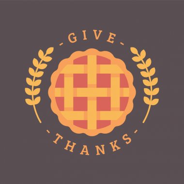 Teşekkür ediyorum. Şükran günü pasta düz illüstrasyon