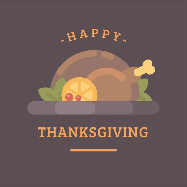 Happy Thanksgiving. Holiday turkey dish flat illustration