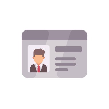 Kimlik kartı düz simgesi. Busiess kartı ile düz fotoğraf illüstrasyon