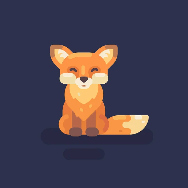 Cute Little Fox Flat Illustration Smiling Fox Flat Icon — Stock Vector