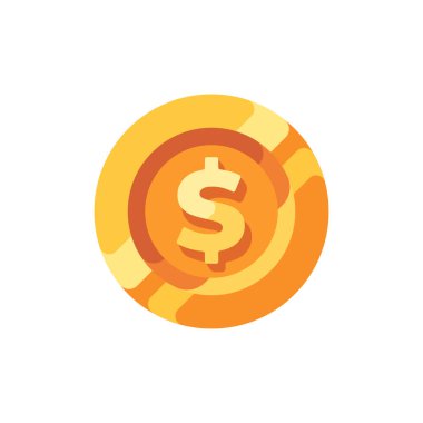 Dolar sembollü altın sikke düz simge