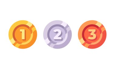 Altın, gümüş ve bronz sikkeler ve rakamlar.