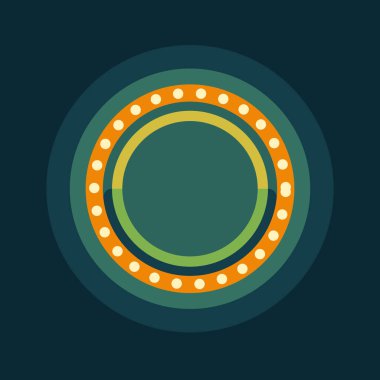 Yeşil yuvarlak retro ışık çerçeve düz illüstrasyon