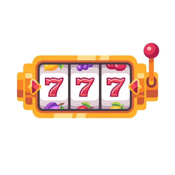 Goldener Spielautomat Mit 777 Symbolen Casino Flache Illustration — Stockvektor