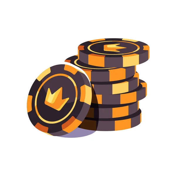 Zwarte Gouden Poker Chips Stapel Casino Illustratie — Stockvector