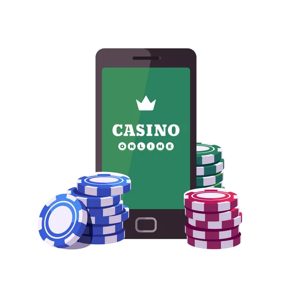 Smartphone Con Fichas Poker Concepto Casino Línea — Archivo Imágenes Vectoriales