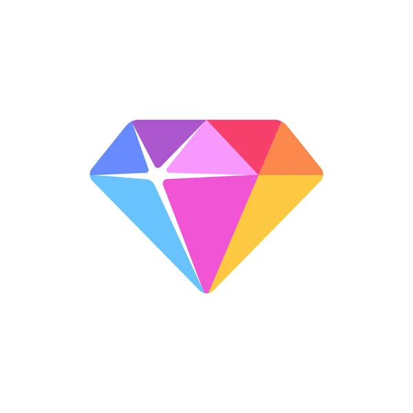 Multicolored Diamond Flat Icon Colorful Gemstone Illustration — Stock Vector