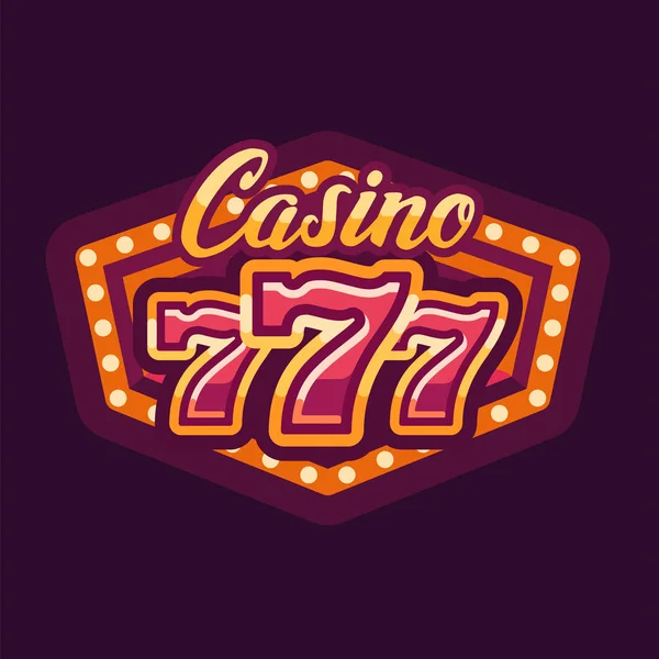 Casino 777 Red Retro Marquee Sign Flat Illustration — 图库矢量图片