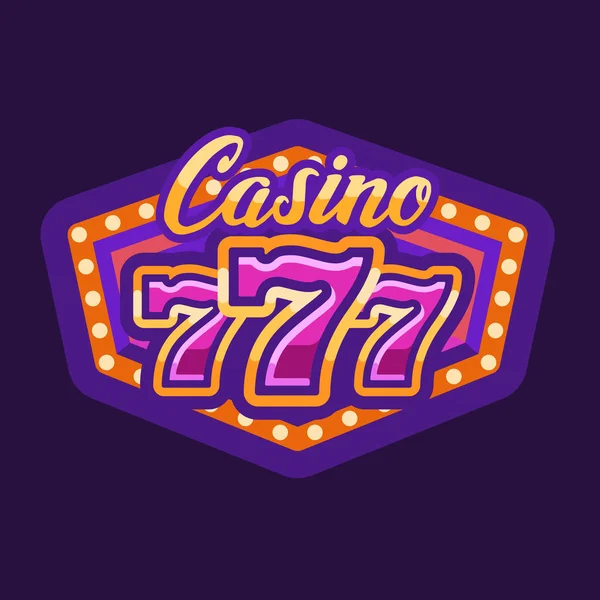 Casino 777 Lila Retro Festzelt Zeichen Flache Abbildung — Stockvektor