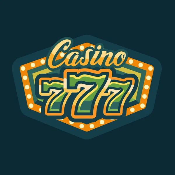 Casino 777 Grøn Retro Marquee Tegn Flad Illustration – Stock-vektor