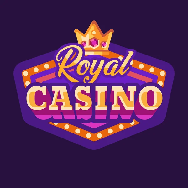 Royal Casino Viola Segno Retrò Piatto Illustrazione — Vettoriale Stock