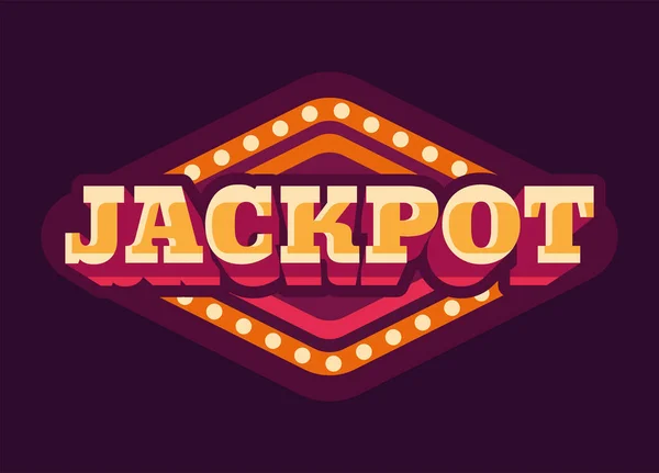Jackpot Casino Vermelho Losango Retro Sinal Plana Ilustração — Vetor de Stock