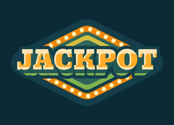 Jackpot Casino Verde Rombo Retro Segno Piatto Illustrazione — Vettoriale Stock