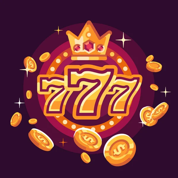 777赌场以红色背景的金币赢得比赛 — 图库矢量图片