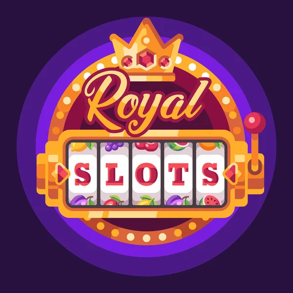 Kraliyet Slotları Altın Slot Makinesi Gazino Düz Illüstrasyon — Stok Vektör