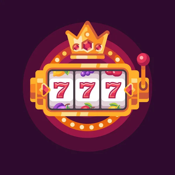 Automat Zlatou Korunou Casino 777 Vyhrát Ploché Ilustrace — Stockový vektor