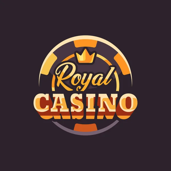 Royal Καζίνο Μαύρο Και Χρυσό Πόκερ Τσιπ Επίπεδη Απεικόνιση — Διανυσματικό Αρχείο