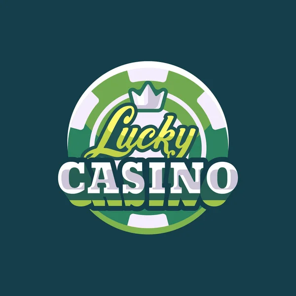 Suerte Casino Verde Chip Póquer Plana Ilustración — Archivo Imágenes Vectoriales