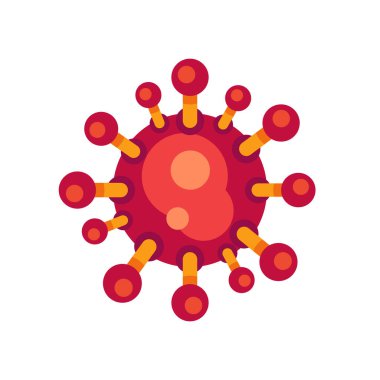 Kırmızı virüs yassı ikonu. SARS-CoV-2 yeni Coronavirus vektör çizimi