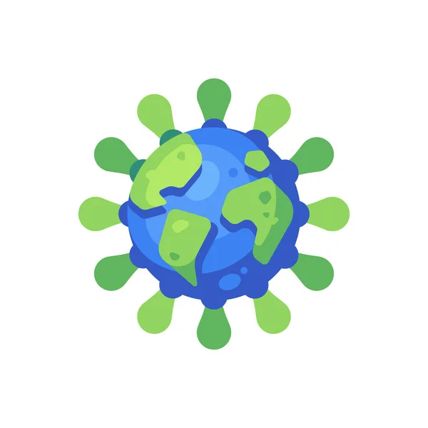 Tierra Infectada Por Coronavirus Icono Plano Sars Cov Nueva Ilustración — Vector de stock