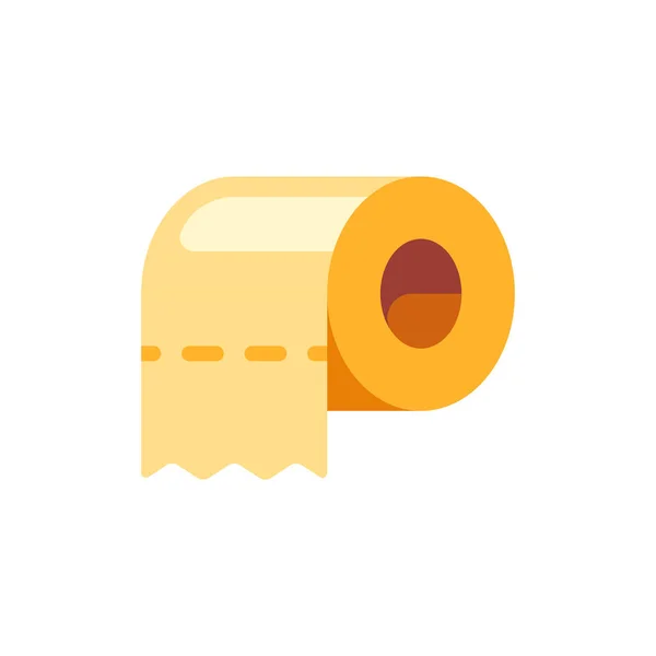 Жовтий Туалетний Папір Рулон Плоский Значок Ілюстрація Гігієнічних Паперових Тканин — стоковий вектор