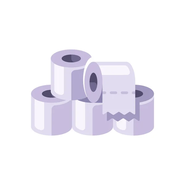Tumpukan Kertas Toilet Putih Gulungan Ilustrasi Datar Tumpukan Kertas Higienis - Stok Vektor