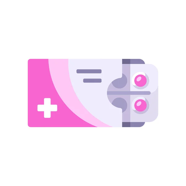ピンクの錠剤パック 丸薬とブリスターボックスフラットイラスト — ストックベクタ