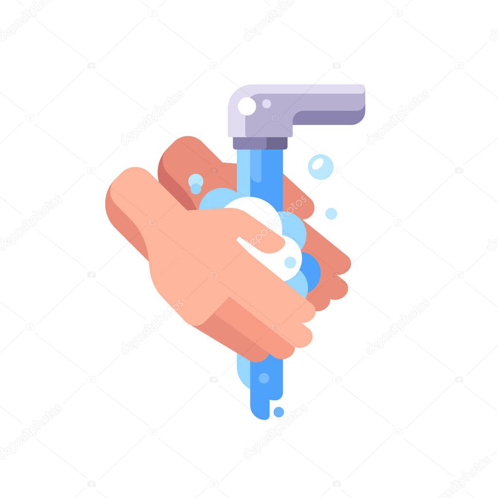 Washing hands flat illustration. Hygiene and infection prevention concept