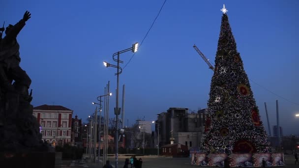 Vladivostok Véspera Ano Novo 2018 Praça Central Cidade Vladivostok Com — Vídeo de Stock