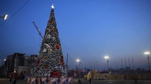 Vladivostok Tröskeln Till Det Nya Året 2018 Det Centrala Torget — Stockvideo