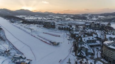 Pyeongchang, Güney Kore: kış Kayak Merkezi Pyeongchang, Güney Kore görünümünü. Pyeongchang, Güney Kore/2016