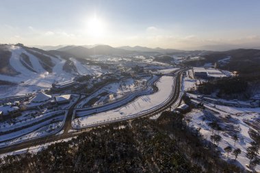 Pyeongchang, Güney Kore: kış Kayak Merkezi Pyeongchang, Güney Kore görünümünü. Pyeongchang, Güney Kore/2016
