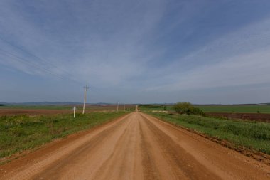 Tarım alanları yazın. Buğday ekilen alanlardır. Traktör ve birleştirme hasat.