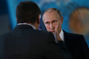 Rusya Federasyonu Vladimir Putin Primorsky Oceanarium 2017 Doğu ekonomik forumda Vladivostok Rusya adada bir parçası olarak, başkanı tarafından konuşma
