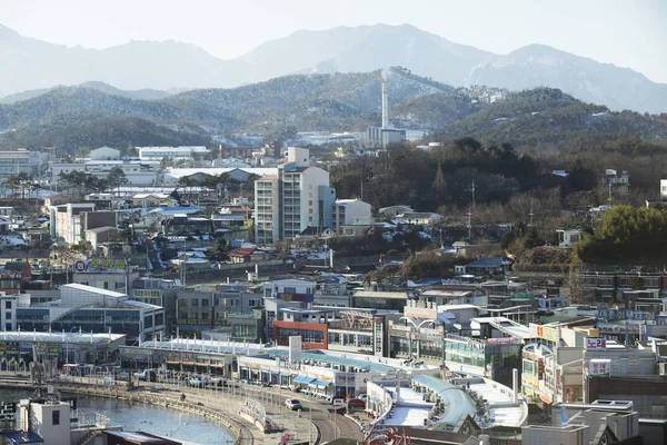 Dél Korea 2017 Decemberében Kikötő Város Sokcho Hal Piacok Halászhajók — Stock Fotó