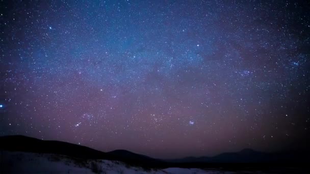 Kış Orman Timelapse Ayaz Saf Hava Gece Gökyüzünde Yıldızlar Milyonlarca — Stok video