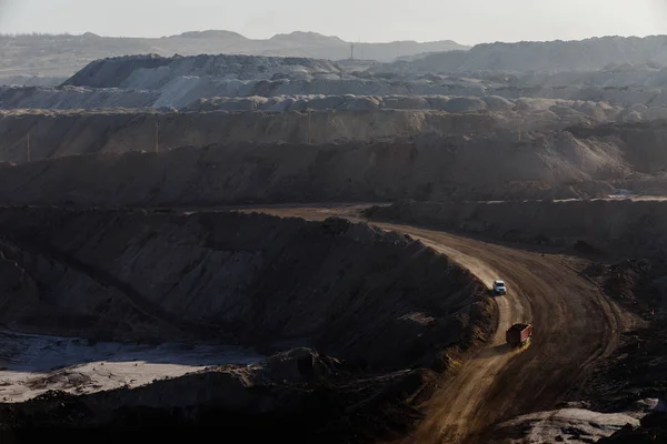 Uhlí Sekce Uhelný Důl Extrakce Užitečných Minerálů Těžby Uhlí Uhlí — Stock fotografie