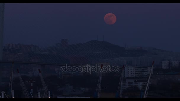一个非常罕见的发生的录影 超级红色蓝色月亮在 1月312018 — 图库视频影像