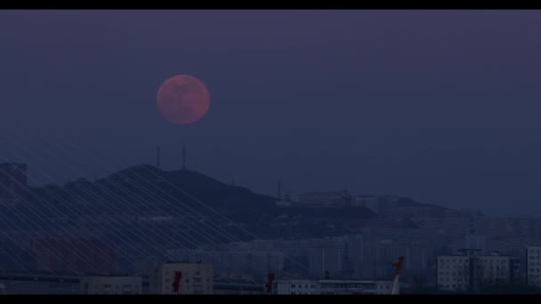 一个非常罕见的发生的录影 超级红色蓝色月亮在 1月312018 — 图库视频影像