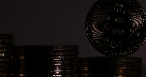 Bitcoin Btc New Virtual Internet Cryptocurrency — Stock Video