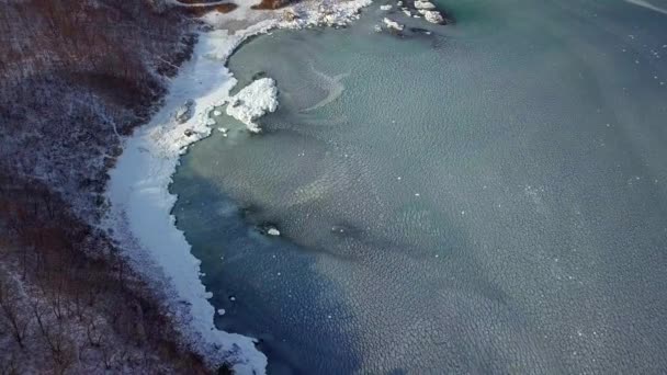 Luftaufnahme Der Klippe Des Ozeans Steile Felsküste Fernöstliches Meeresschutzgebiet Der — Stockvideo