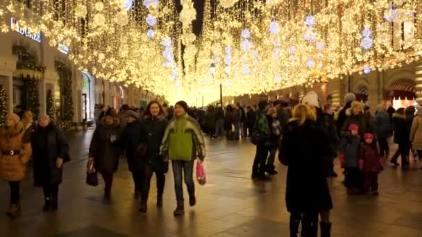 December 2018 Moscow Russia Nikolskaya Street Center Moscow New Year — Stockvideo