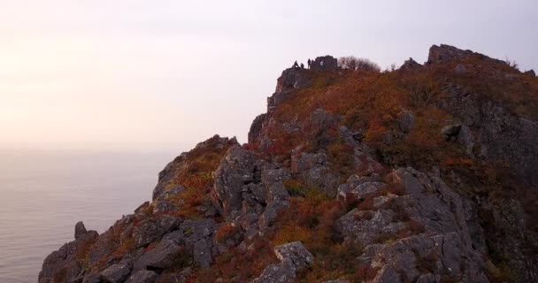 Vue Haut Beau Paysage Automne Côte Rocheuse Réserve Biosphère Sikhote — Video