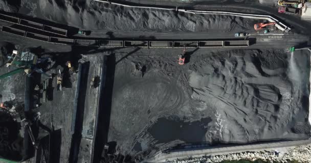 Spring 2019 Nakhodka Primorsky Territory Coal Port Top View Loading — Stock Video