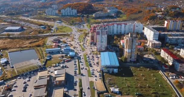 Lkbahar 2019 Nakhodka Primorsky Bölgesi Yukarıdan Bak Küçük Liman Kenti — Stok video