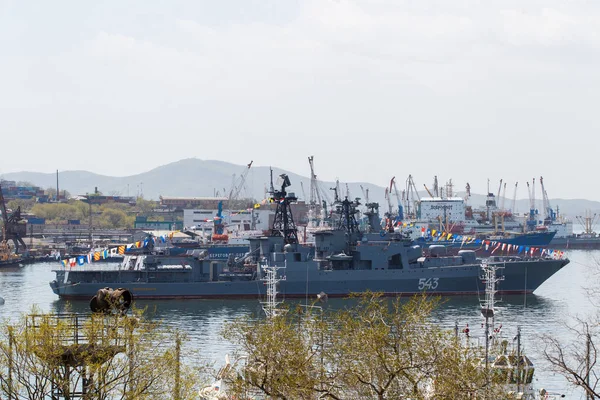 Mayo 2015 Vladivostok Rusia Fuerzas Armadas Rusia Gran Crucero Militar — Foto de Stock