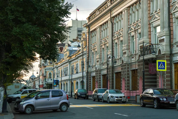 Sommar 2015 Vladivostok Ryssland Vladivostoks Centralgata Övergivna Gator Vladivostok Gryningen — Stockfoto