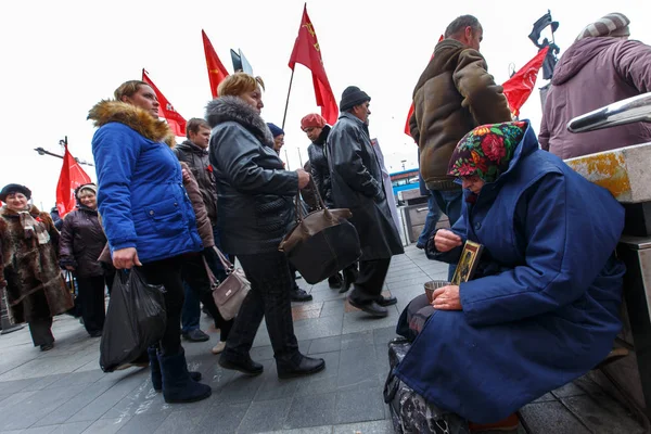 Зима 2015 Владивосток Росія Процесія Посланні Про Початок Великої Революції — стокове фото