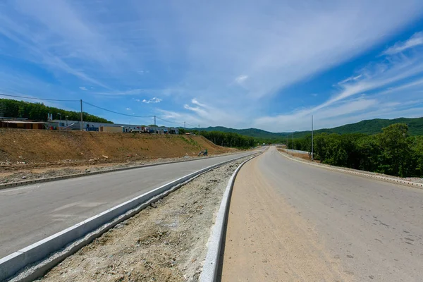 Construcción Una Nueva Carretera Ancha Zona Juego Cerca Vladivostok — Foto de Stock