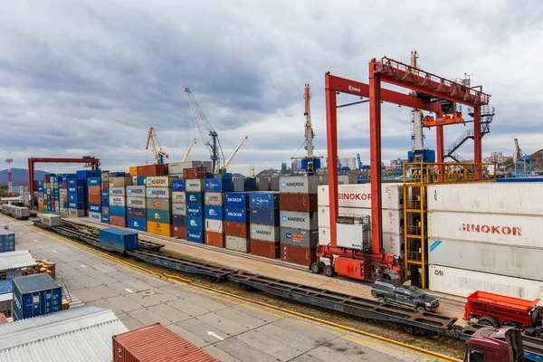 Summer 2015 Vladivostok Russia Vladivostok Sea Container Terminal Territory Sea Royalty Free Stock Images
